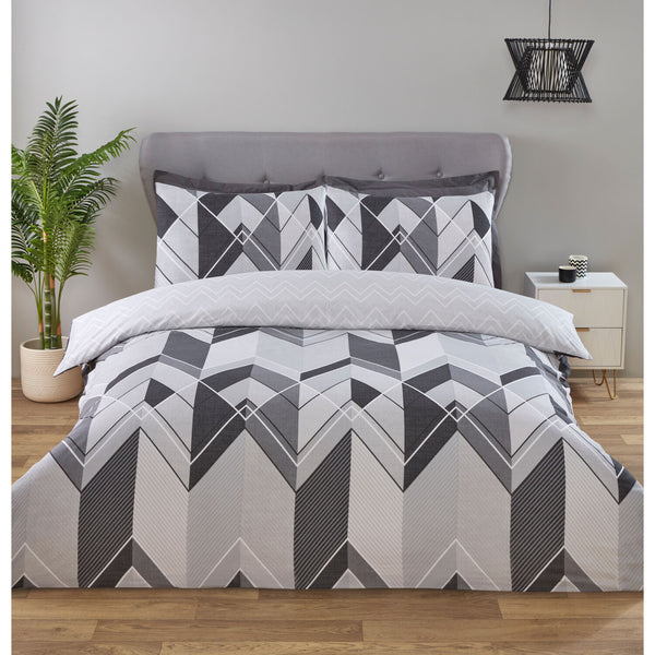 Pure Cotton Bed Sheet - Chevron Grey
