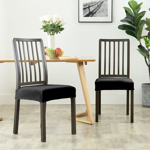 Dining Chair Velvet Seat Covers - Black