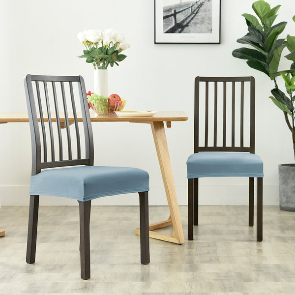 Dining Chair Velvet Seat Covers - Light Blue