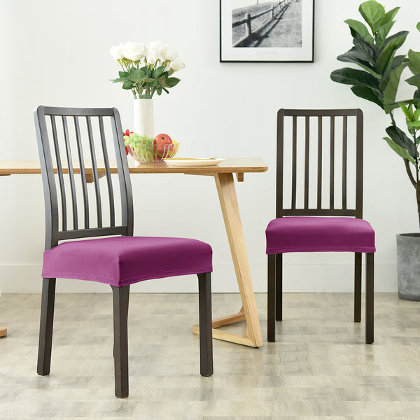 Dining Chair Velvet Seat Covers - Purple