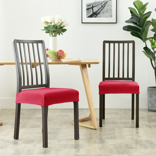 Dining Chair Velvet Seat Covers - Red