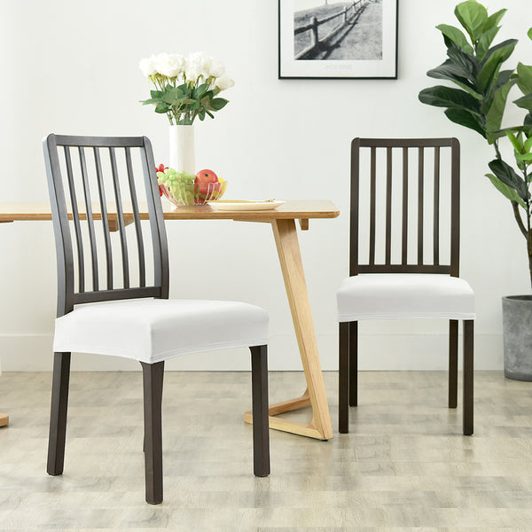Dining Chair Velvet Seat Covers - White