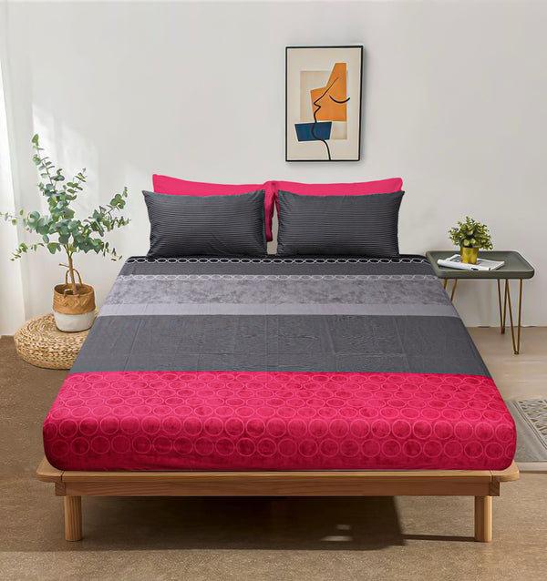 Pure Cotton Bed Sheet Set - Circles Pink
