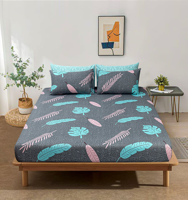 Pure Cotton Bed Sheet Set - Leaves