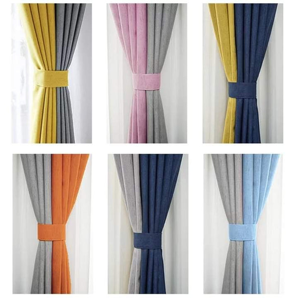 Premium Quality Velvet Contrast Curtains - Pack Of 2 Panels