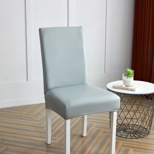 Waterproof PU Leather Dining Chair Covers - Light Grey