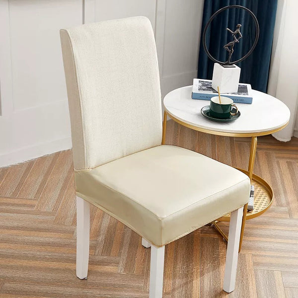 Dining Seat Waterproof PU Leather Covers - Off White